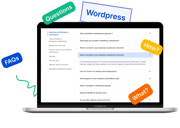 Frequently asked questions section Question and answer icon representing FAQs